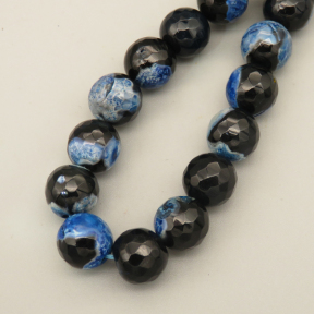 Natural Agate Beads Strands,Round,Faceted,Black Blue and White,10mm,Hole:1mm,about 38 pcs/strand,about 55 g/strand,5 strands/package,14.96"(38cm),XBGB06638bbov-L020
