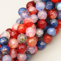 Natural Agate Beads Strands,Round,Faceted,Blue-Pink Mixed Color,10mm,Hole:1mm,about 38 pcs/strand,about 55 g/strand,5 strands/package,14.96"(38cm),XBGB06644bbov-L020