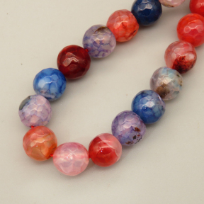 Natural Agate Beads Strands,Round,Faceted,Blue-Pink Mixed Color,10mm,Hole:1mm,about 38 pcs/strand,about 55 g/strand,5 strands/package,14.96"(38cm),XBGB06644bbov-L020