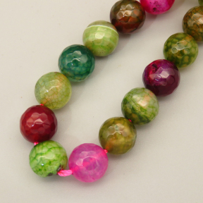 Natural Agate Beads Strands,Round,Faceted,Mixed Color Grass Green Rose red Blue,10mm,Hole:1mm,about 38 pcs/strand,about 55 g/strand,5 strands/package,14.96"(38cm),XBGB06646bbov-L020