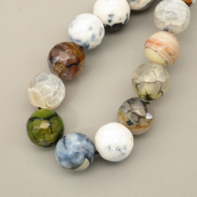 Natural Agate Beads Strands,Round,Faceted,Off-White Green,10mm,Hole:1mm,about 38 pcs/strand,about 55 g/strand,5 strands/package,14.96"(38cm),XBGB06648bbov-L020