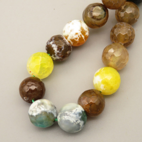 Natural Agate Beads Strands,Round,Faceted,Tea Green,10mm,Hole:1mm,about 38 pcs/strand,about 55 g/strand,5 strands/package,14.96"(38cm),XBGB06652bbov-L020