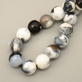 Natural Agate Beads Strands,Round,Faceted,Black and White,10mm,Hole:1mm,about 38 pcs/strand,about 55 g/strand,5 strands/package,14.96"(38cm),XBGB06658bbov-L020