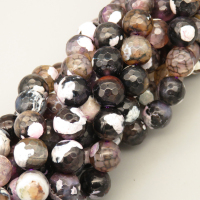 Natural Agate Beads Strands,Round,Faceted,Black and Pink,10mm,Hole:1mm,about 38 pcs/strand,about 55 g/strand,5 strands/package,14.96"(38cm),XBGB06660bbov-L020