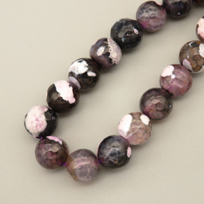 Natural Agate Beads Strands,Round,Faceted,Black and Pink,10mm,Hole:1mm,about 38 pcs/strand,about 55 g/strand,5 strands/package,14.96"(38cm),XBGB06660bbov-L020