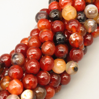 Natural Agate Beads Strands,Round,Faceted,Brown,10mm,Hole:1mm,about 38 pcs/strand,about 55 g/strand,5 strands/package,14.96"(38cm),XBGB06662bbov-L020