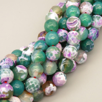 Natural Agate Beads Strands,Round,Faceted,Dark Green Purple,10mm,Hole:1mm,about 38 pcs/strand,about 55 g/strand,5 strands/package,14.96"(38cm),XBGB06666bbov-L020