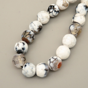 Natural Agate Beads Strands,Round,Faceted,White and Black,10mm,Hole:1mm,about 38 pcs/strand,about 55 g/strand,5 strands/package,14.96"(38cm),XBGB06668bbov-L020