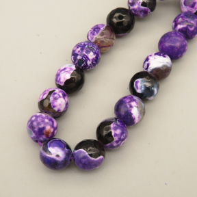 Natural Agate Beads Strands,Round,Faceted,Purple Black and White,10mm,Hole:1mm,about 38 pcs/strand,about 55 g/strand,5 strands/package,14.96"(38cm),XBGB06670bbov-L020