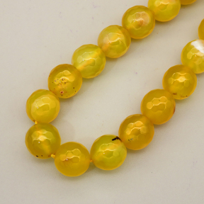 Natural Agate Beads Strands,Round,Faceted,Yellow,10mm,Hole:1mm,about 38 pcs/strand,about 55 g/strand,5 strands/package,14.96"(38cm),XBGB06688bbov-L020