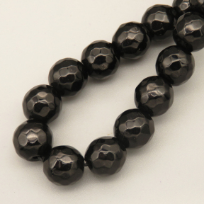 Natural Agate Beads Strands,Round,Faceted,Black,10mm,Hole:1mm,about 38 pcs/strand,about 55 g/strand,5 strands/package,14.96"(38cm),XBGB06690bbov-L020