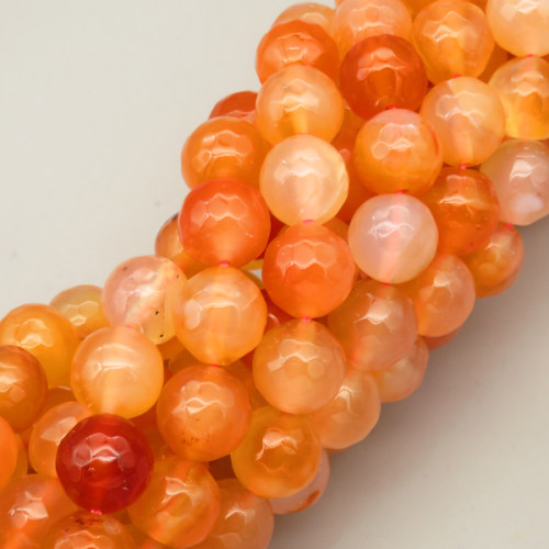 Natural Agate Beads Strands,Round,Faceted,Orange,10mm,Hole:1mm,about 38 pcs/strand,about 55 g/strand,5 strands/package,14.96"(38cm),XBGB06694bbov-L020