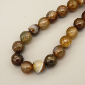 Natural Agate Beads Strands,Round,Faceted,Brown,10mm,Hole:1mm,about 38 pcs/strand,about 55 g/strand,5 strands/package,14.96"(38cm),XBGB06696bbov-L020