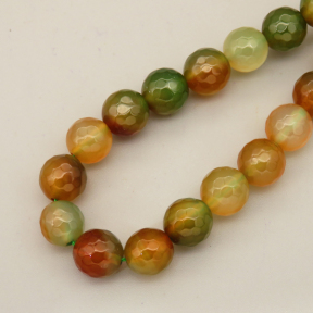 Natural Agate Beads Strands,Round,Faceted,Brown-Green,10mm,Hole:1mm,about 38 pcs/strand,about 55 g/strand,5 strands/package,14.96"(38cm),XBGB06698bbov-L020