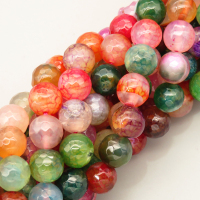 Natural Agate Beads Strands,Round,Faceted,Mixed Color,10mm,Hole:1mm,about 38 pcs/strand,about 55 g/strand,5 strands/package,14.96"(38cm),XBGB06702bbov-L020