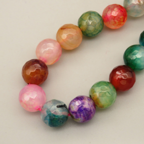 Natural Agate Beads Strands,Round,Faceted,Mixed Color,10mm,Hole:1mm,about 38 pcs/strand,about 55 g/strand,5 strands/package,14.96"(38cm),XBGB06702bbov-L020