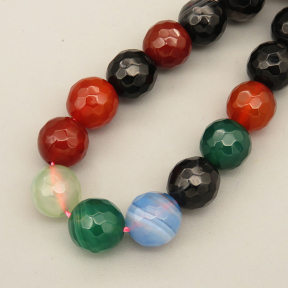 Natural Agate Beads Strands,Round,Faceted,Mixed Color,10mm,Hole:1mm,about 38 pcs/strand,about 55 g/strand,5 strands/package,14.96"(38cm),XBGB06712bbov-L020