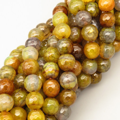 Natural Agate Beads Strands,Round,Faceted,Naturals Grey,10mm,Hole:1mm,about 38 pcs/strand,about 55 g/strand,5 strands/package,14.96"(38cm),XBGB06714bbov-L020
