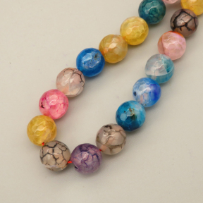 Natural Agate Beads Strands,Round,Faceted,Mixed Color,10mm,Hole:1mm,about 38 pcs/strand,about 55 g/strand,5 strands/package,14.96"(38cm),XBGB06718bbov-L020