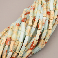 Natural Imperial Jasper Beads Strands,Long Block,Cyan,4x13mm,Hole:1.2mm,about 30 pcs/strand,about 80 g/strand,5 strands/package,14.96"(38cm),XBGB06732bhva-L020