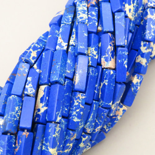 Natural Imperial Jasper Beads Strands,Long Block,Royal Blue,4x13mm,Hole:1.2mm,about 30 pcs/strand,about 80 g/strand,5 strands/package,14.96"(38cm),XBGB06742bhva-L020