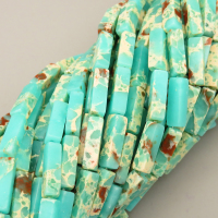 Natural Imperial Jasper Beads Strands,Long Block,Cyan,4x13mm,Hole:1.2mm,about 30 pcs/strand,about 80 g/strand,5 strands/package,14.96"(38cm),XBGB06750bhva-L020