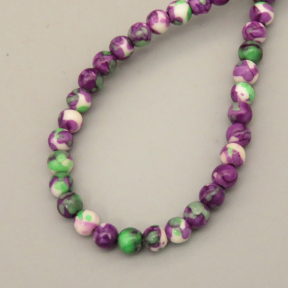 Natural Riverstones Beads Strands,Round,Purple Green White,4mm,Hole:0.8mm,about 95 pcs/strand,about 9 g/strand,5 strands/package,14.96"(38cm),XBGB06752vbmb-L020
