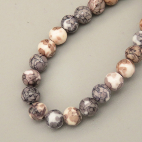 Natural Riverstones Beads Strands,Round,Grey and White,6mm,Hole:0.8mm,about 63 pcs/strand,about 22 g/strand,5 strands/package,14.96"(38cm),XBGB06754vbmb-L020