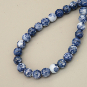 Natural Riverstones Beads Strands,Round,Blue and White,6mm,Hole:0.8mm,about 63 pcs/strand,about 22 g/strand,5 strands/package,14.96"(38cm),XBGB06756vbmb-L020