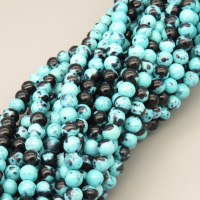 Natural Riverstones Beads Strands,Round,Black Cyan Blue,6mm,Hole:0.8mm,about 63 pcs/strand,about 22 g/strand,5 strands/package,14.96"(38cm),XBGB06758vbmb-L020