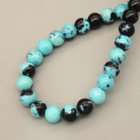Natural Riverstones Beads Strands,Round,Black Cyan Blue,6mm,Hole:0.8mm,about 63 pcs/strand,about 22 g/strand,5 strands/package,14.96"(38cm),XBGB06758vbmb-L020
