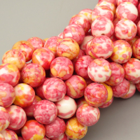 Natural Riverstones Beads Strands,Round,Yellow Pink White,10mm,Hole:1mm,about 38 pcs/strand,about 55 g/strand,5 strands/package,14.96"(38cm),XBGB06760bbov-L020