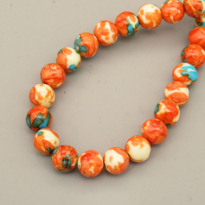 Natural Riverstones Beads Strands,Round,Blue Orange,6mm,Hole:0.8mm,about 63 pcs/strand,about 22 g/strand,5 strands/package,14.96"(38cm),XBGB06766vbmb-L020