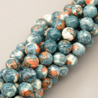 Natural Riverstones Beads Strands,Round,Navy Orange,6mm,Hole:0.8mm,about 63 pcs/strand,about 22 g/strand,5 strands/package,14.96"(38cm),XBGB06770vbmb-L020