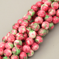 Natural Riverstones Beads Strands,Round,Flower Green,6mm,Hole:0.8mm,about 63 pcs/strand,about 22 g/strand,5 strands/package,14.96"(38cm),XBGB06772vbmb-L020