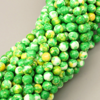 Natural Riverstones Beads Strands,Round,Green Yellow White,6mm,Hole:0.8mm,about 63 pcs/strand,about 22 g/strand,5 strands/package,14.96"(38cm),XBGB06782vbmb-L020