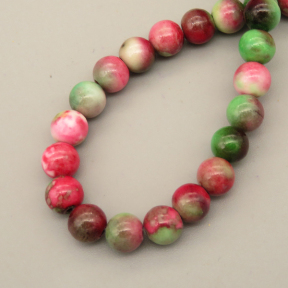 Natural Riverstones Beads Strands,Round,Green Pink,6mm,Hole:0.8mm,about 63 pcs/strand,about 22 g/strand,5 strands/package,14.96"(38cm),XBGB06786vbmb-L020