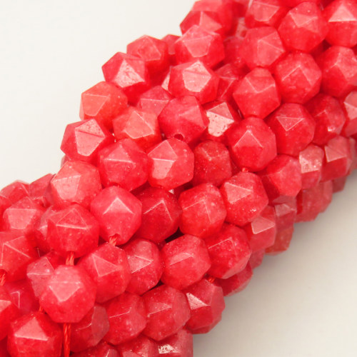 Natural Alabaster Beads Strands,Star Horn,Faceted,Rose Red,8mm,Hole:1mm,about 47 pcs/strand,about 24 g/strand,5 strands/package,14.96"(38cm),XBGB06792vhha-L020