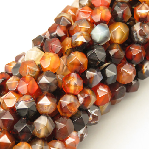 Natural Agate Beads Strands,Star Horn,Faceted,Brown,8mm,Hole:1mm,about 47 pcs/strand,about 24 g/strand,5 strands/package,14.96"(38cm),XBGB06794vhha-L020