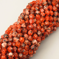 Natural Sesame Jasper/Kiwi Jasper Beads Strands,Star Horn,Faceted,Brick Red Black,6mm,Hole:0.8mm,about 63 pcs/strand,about 12 g/strand,5 strands/package,14.96"(38cm),XBGB06804bhva-L020
