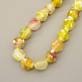 Natural Agate Beads Strands,Star Horn,Faceted,Yellow White Brown,8mm,Hole:1mm,about 47 pcs/strand,about 24 g/strand,5 strands/package,14.96"(38cm),XBGB06808vhha-L020