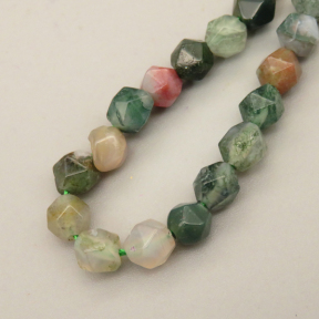 Natural Indian Agate Beads Strands,Star Horn,Faceted,Grass Green,6mm,Hole:0.8mm,about 63 pcs/strand,about 12 g/strand,5 strands/package,14.96"(38cm),XBGB06810bhva-L020