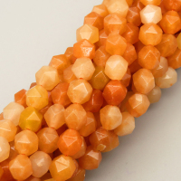 Natural Red Aventurine Beads Strands,Star Horn,Faceted,Orange,6mm,Hole:0.8mm,about 63 pcs/strand,about 12 g/strand,5 strands/package,14.96"(38cm),XBGB06814vhha-L020