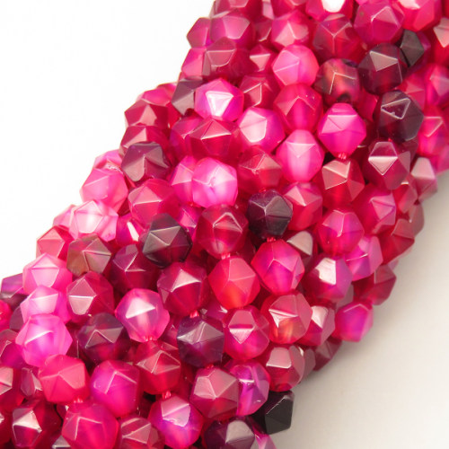Natural Agate Beads Strands,Star Horn,Faceted,Rose Red,6mm,Hole:0.8mm,about 63 pcs/strand,about 12 g/strand,5 strands/package,14.96"(38cm),XBGB06822vhha-L020