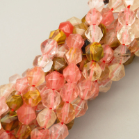 Tigerskin Glass Beads Strands,Star Horn,Faceted,Pink Khaki,6mm,Hole:0.8mm,about 63 pcs/strand,about 12 g/strand,5 strands/package,14.96"(38cm),XBGB06824vhha-L020