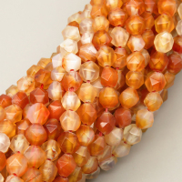 Natural Agate Beads Strands,Star Horn,Faceted,Orange,6mm,Hole:0.8mm,about 63 pcs/strand,about 12 g/strand,5 strands/package,14.96"(38cm),XBGB06832bhva-L020