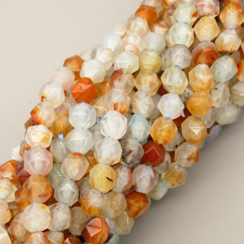 Natural Agate Beads Strands,Star Horn,Faceted,Milky Orange,6mm,Hole:0.8mm,about 63 pcs/strand,about 12 g/strand,5 strands/package,14.96"(38cm),XBGB06838bhva-L020