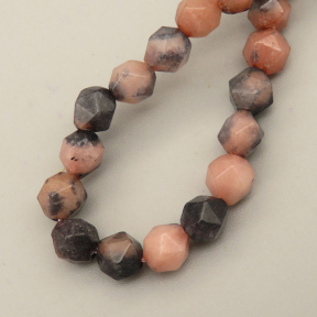 Natural Rhodochrosite Beads Strands,Star Horn,Faceted,Pink and Black,6mm,Hole:0.8mm,about 63 pcs/strand,about 12 g/strand,5 strands/package,14.96"(38cm),XBGB06846vhha-L020