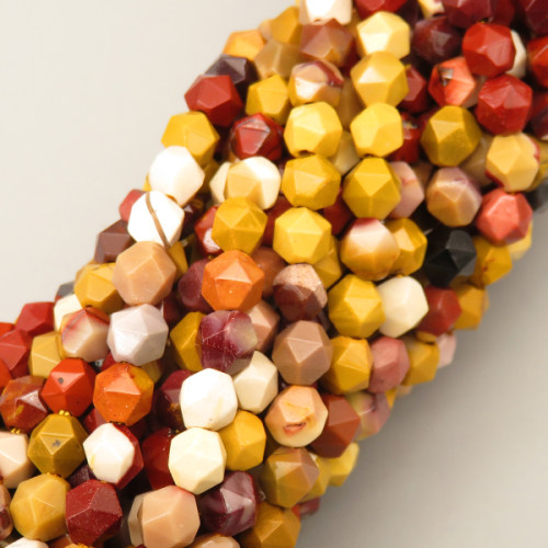 Natural Mookaite Beads Strands,Star Horn,Faceted,Yellow Red White,6mm,Hole:0.8mm,about 63 pcs/strand,about 12 g/strand,5 strands/package,14.96"(38cm),XBGB06850vhkb-L020