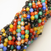 Natural Agate Beads Strands,Star Horn,Faceted,Mixed Color,6mm,Hole:0.8mm,about 63 pcs/strand,about 12 g/strand,5 strands/package,14.96"(38cm),XBGB06854bhva-L020